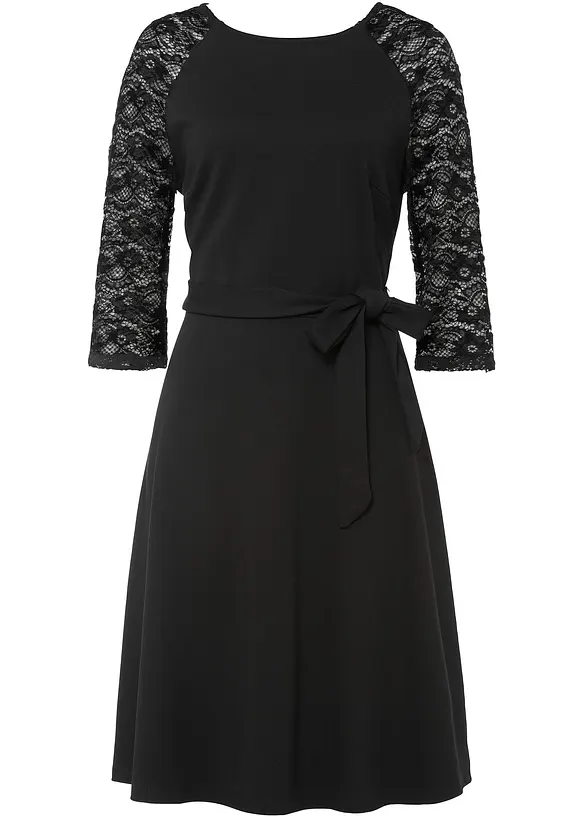 Jerseykleid in schwarz von vorne - bonprix