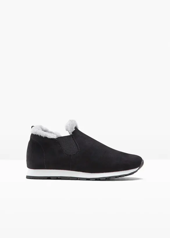 Gefütterter Slip-On-Sneaker in schwarz von vorne - bonprix