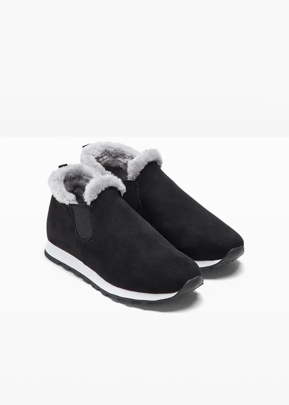 Gefütterter Slip-On-Sneaker in schwarz - bonprix