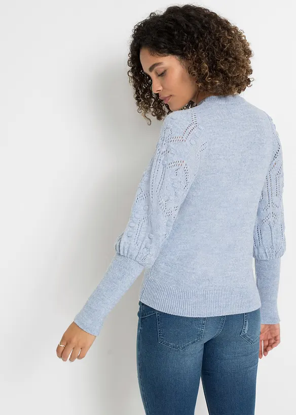 Pullover mit Ajourmuster in blau von hinten (im Anschnitt) - bonprix