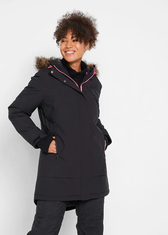 wasserdichte Funktions-Parka in schwarz von vorne (im Anschnitt) - bonprix