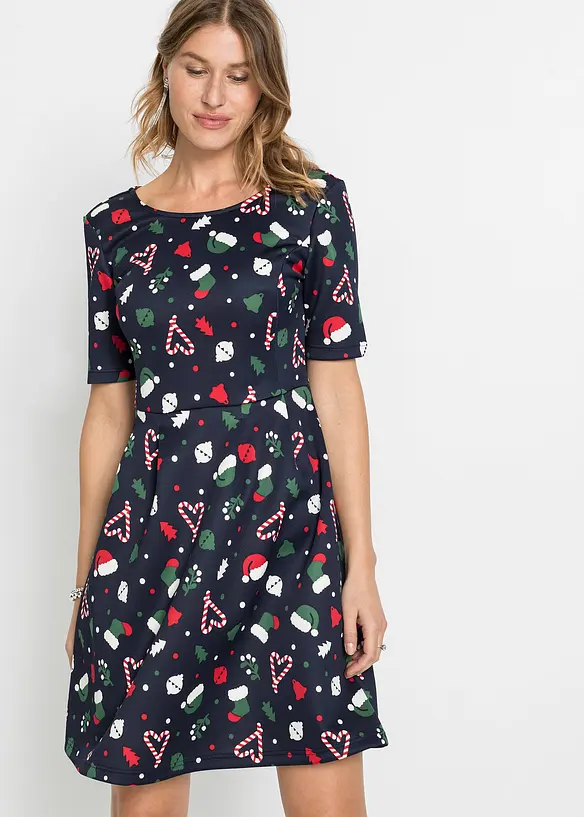 Minikleid in A-Linie in blau von vorne (Totalaufnahme) - bonprix