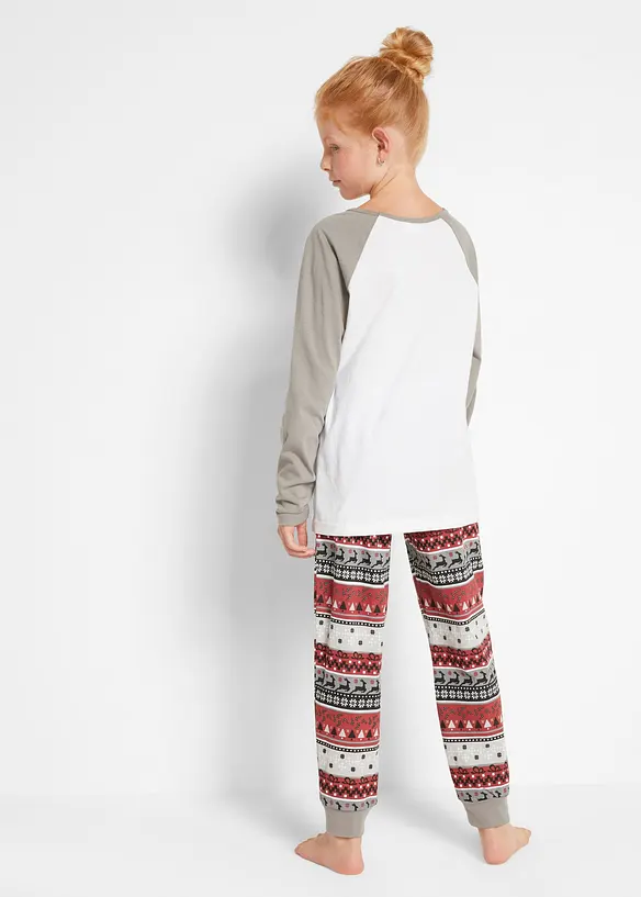Pyjama aus reiner Bio-Baumwolle (2-tlg.Set) in grau von hinten (Totalaufnahme) - bonprix