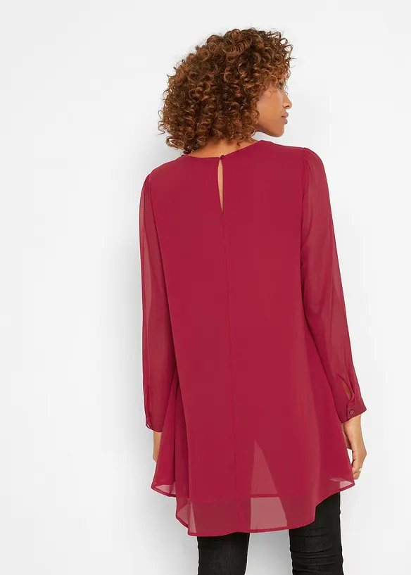 Vokuhila Long-Tunika in rot von hinten (im Anschnitt) - bonprix