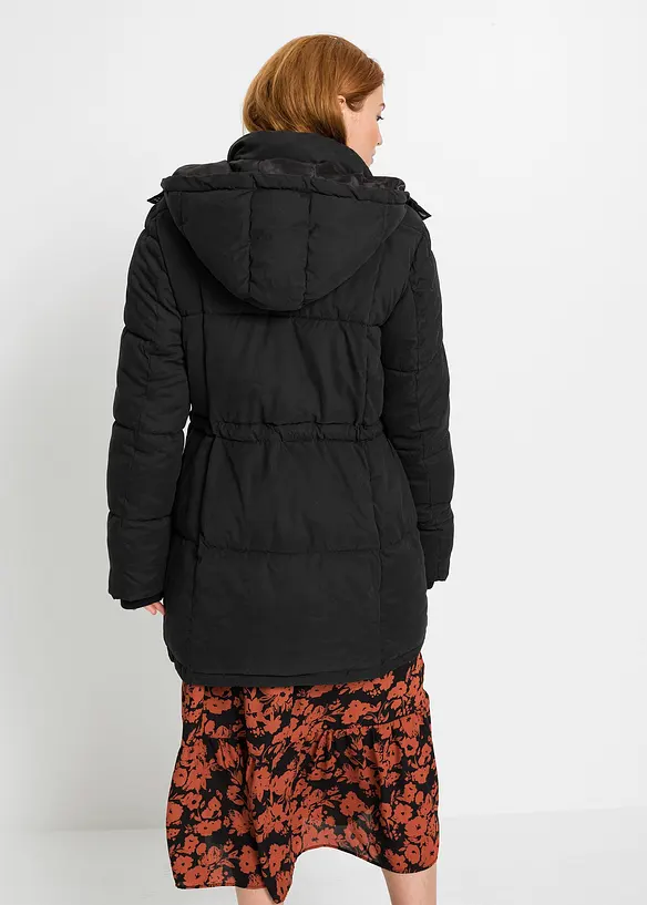 Winterjacke mit verstellbarem Taillenbündchen in schwarz von hinten (im Anschnitt) - bonprix