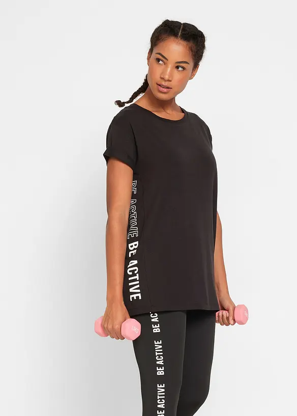 Sport T-Shirt in schwarz von vorne (im Anschnitt) - bonprix