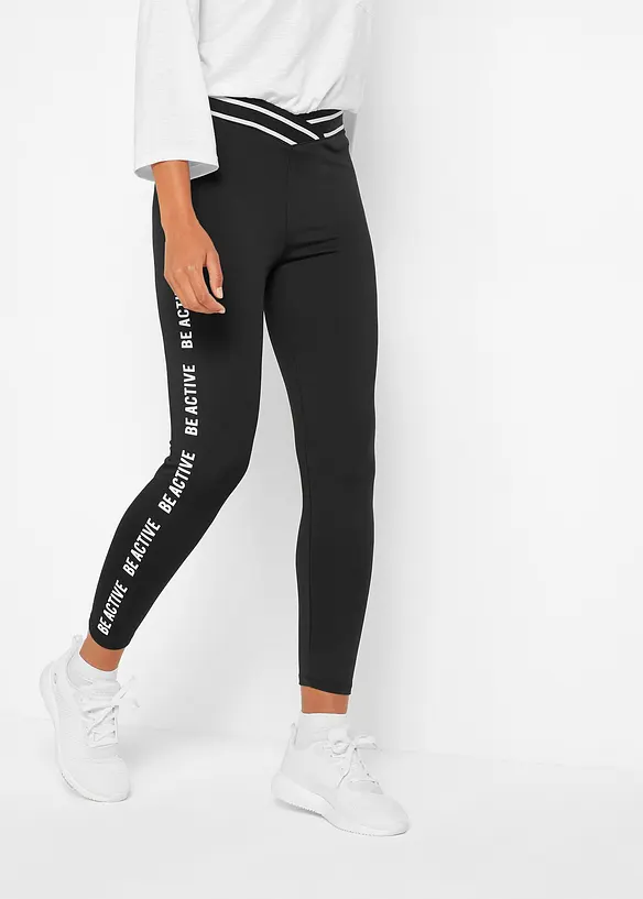 Schnelltrocknende Leggings, 7/8 Länge in schwarz von vorne - bonprix