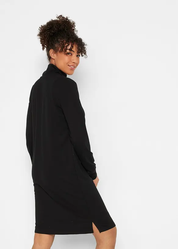 Weiches Sweatkleid in schwarz von hinten (Totalaufnahme) - bonprix
