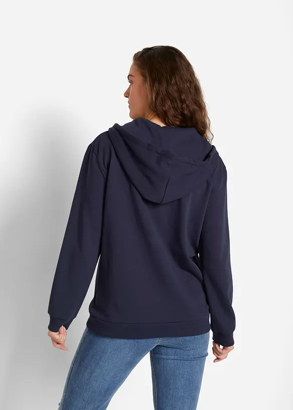 Hoodie aus Baumwoll-Mix in blau von hinten (im Anschnitt) - bonprix