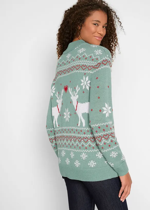 Norweger-Pullover mit Turtleneck in grün von hinten (im Anschnitt) - bonprix Norweger-Pullover mit Turtleneck in grün von hinten (im Anschnitt) - bonprix