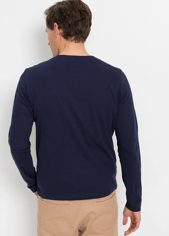 Langarmshirt (3er Pack) in blau von hinten (im Anschnitt) - bonprix