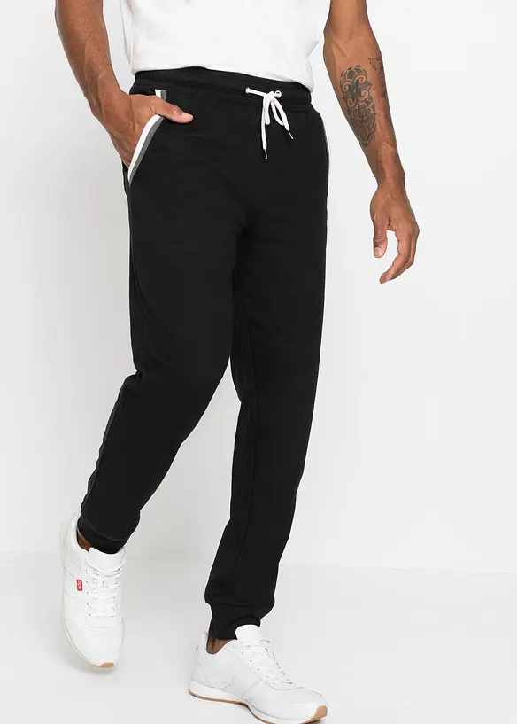 Jogginghose aus reiner Baumwolle in schwarz von vorne - bonprix