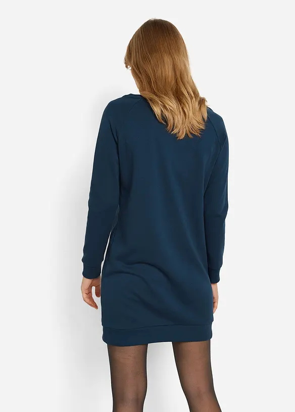 Sweatkleid in blau von hinten (Totalaufnahme) - bonprix