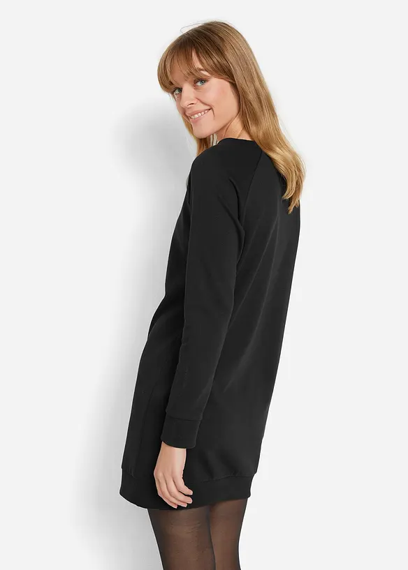 Sweatkleid in schwarz von hinten (Totalaufnahme) - bonprix