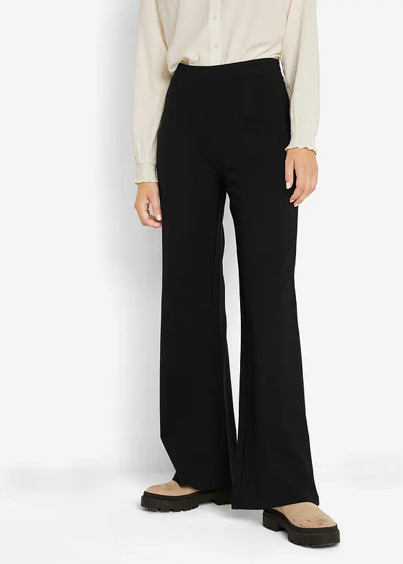 Weite Hose mit Gummibund aus Viskosemix in schwarz von vorne - bonprix Weite Hose mit Gummibund aus Viskosemix in schwarz von vorne - bonprix