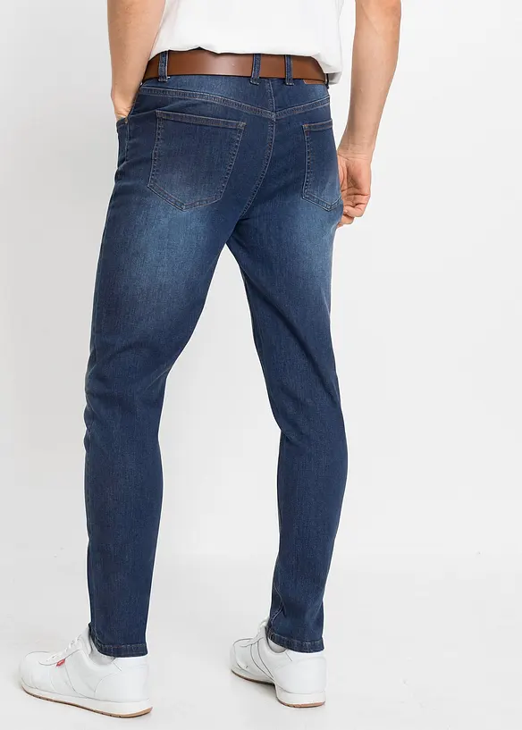Slim Fit Power-Stretch-Jeans, Tapered (2er Pack) in blau von hinten - bonprix