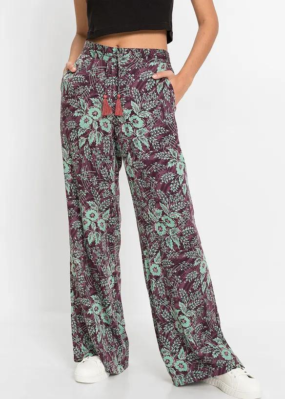 Palazzo-Hose aus fließender Viskose in lila von vorne - bonprix Palazzo-Hose aus fließender Viskose in lila von vorne - bonprix