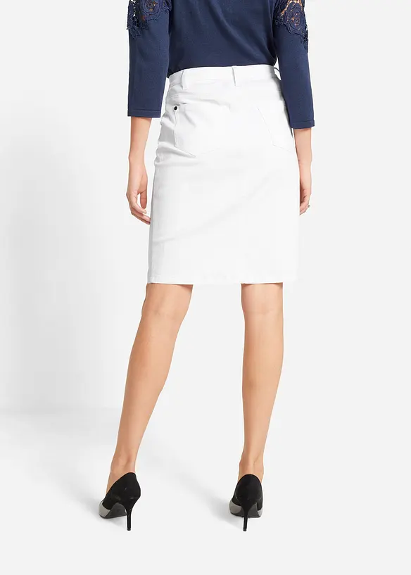 Jeansrock, Stretch in weiß von hinten - bonprix