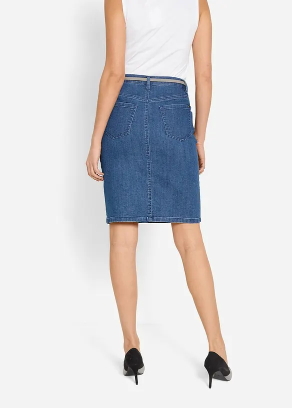Jeansrock, Stretch in blau von hinten - bonprix