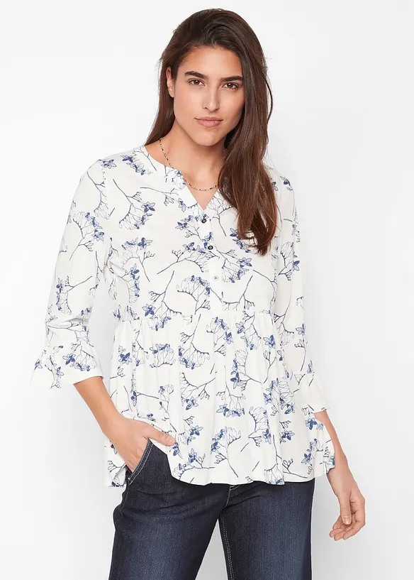 Jersey-Tunika in weiß von vorne (im Anschnitt) - bonprix