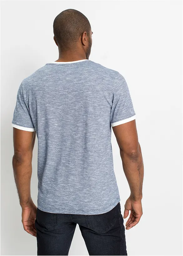 T-Shirt mit Schnürung aus Bio-Baumwolle in blau von hinten (im Anschnitt) - bonprix