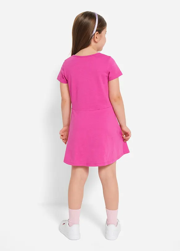 Jerseykleid aus reiner Bio-Baumwolle (2er Pack) in blau von hinten (Totalaufnahme) - bonprix