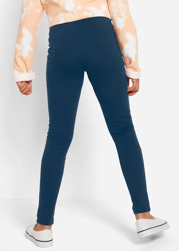 Leggings aus elastsichem Baumwoll-Mix (3er Pack) in blau von hinten - bonprix