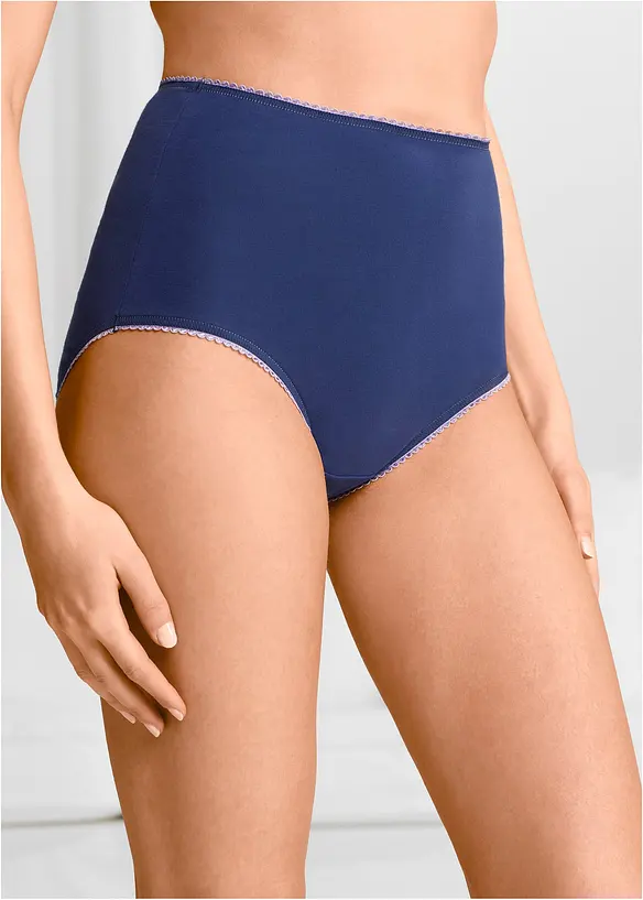 Highwaist Slip mit weicher Baumwolle (5er Pack) in blau von vorne - bonprix