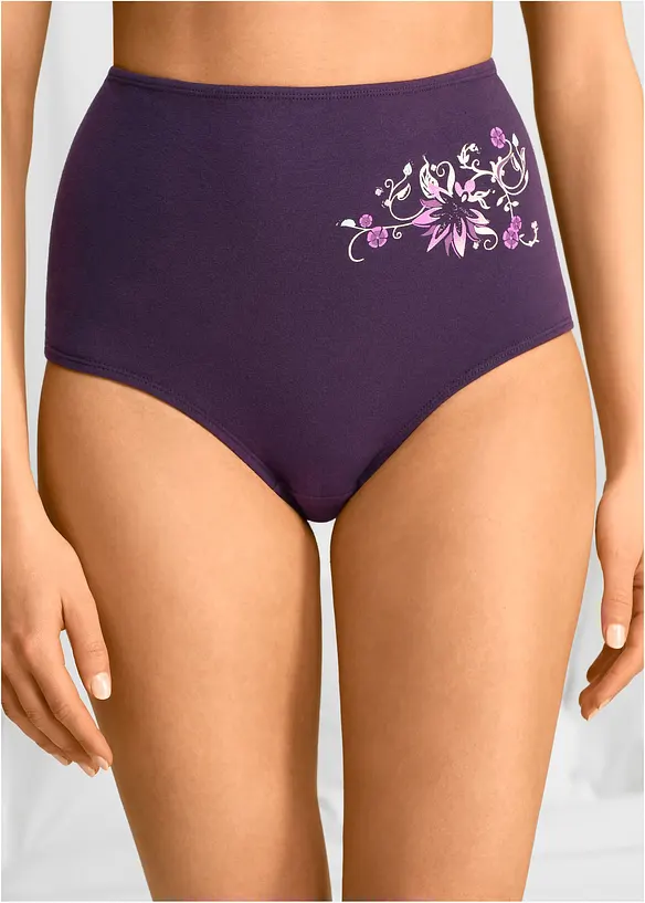 Highwaist Slip mit weicher Baumwolle (5er Pack) in lila von vorne - bonprix