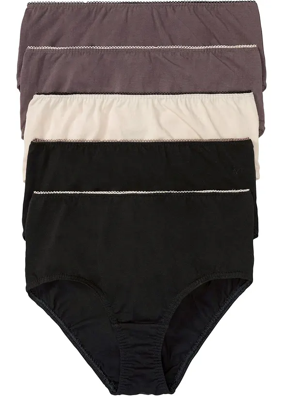Maxislip  mit weicher Baumwolle (5er Pack) in schwarz von vorne - bonprix