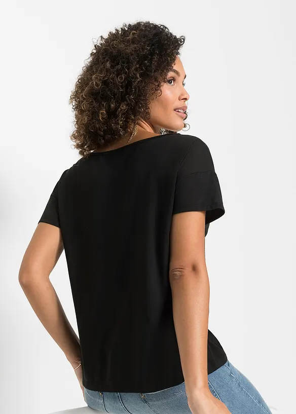 Shirt mit Cut-Out in schwarz von hinten (im Anschnitt) - bonprix