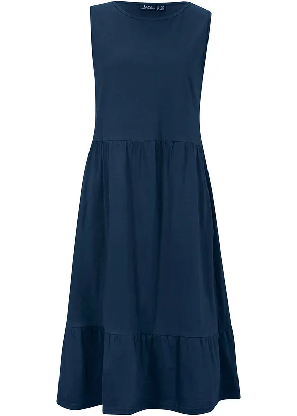 Jerseykleid aus reiner Baumwolle in blau von vorne - bonprix
