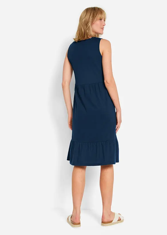 Jerseykleid aus reiner Baumwolle in blau von hinten (Totalaufnahme) - bonprix