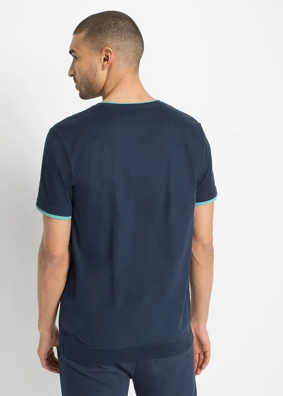 T-Shirt in Regular Fit (2er Pack) in blau von hinten (im Anschnitt) - bonprix