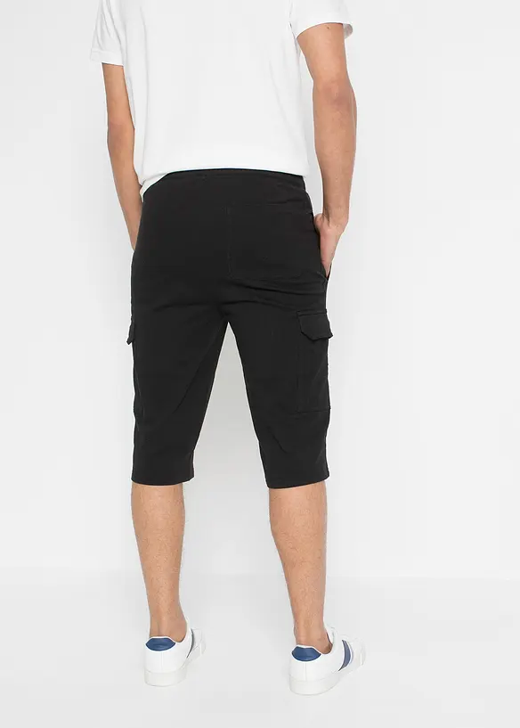 Cargo-Sweatbermuda aus reiner Bio-Baumwolle in schwarz von hinten - bonprix