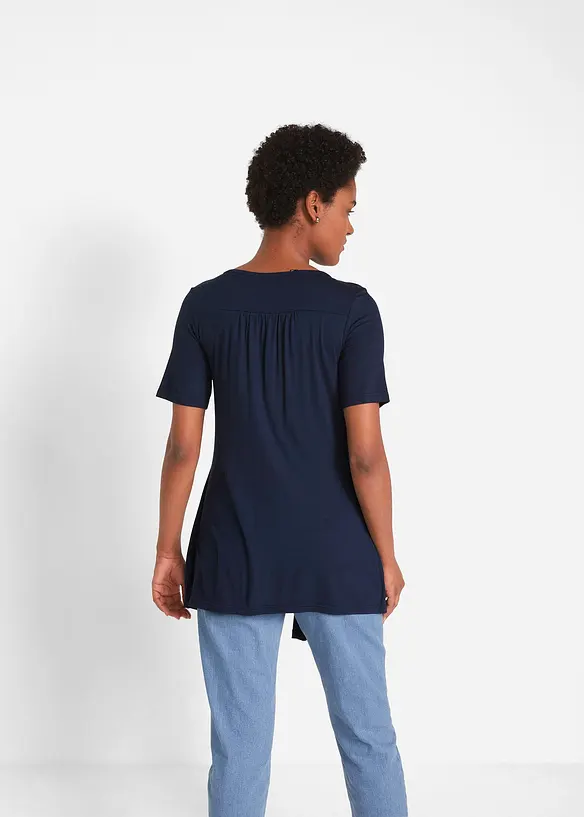 Bedrucktes 2in1 Shirt mit Rundhals in blau von hinten (im Anschnitt) - bonprix