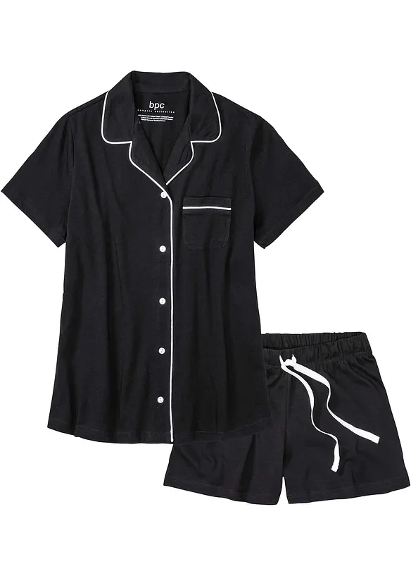 Shorty mit Knopfleiste in schwarz von vorne - bonprix