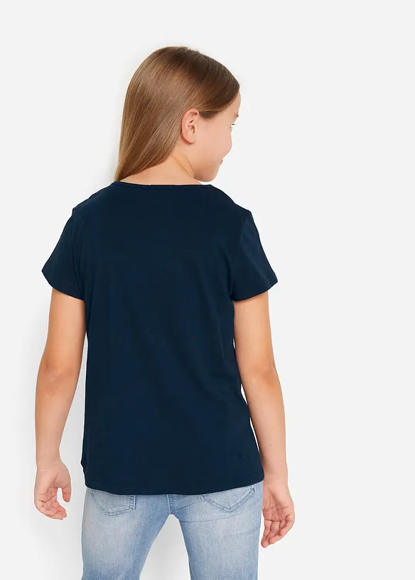 T-Shirt aus reiner Bio-Baumwolle in blau von hinten (im Anschnitt) - bonprix