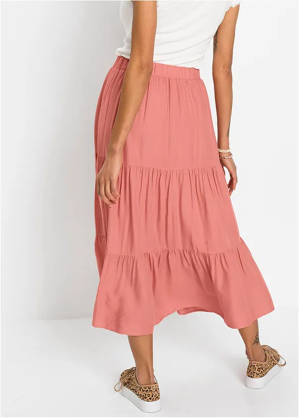 Midirock aus strukturierter Viskose in rosa von hinten - bonprix Midirock aus strukturierter Viskose in rosa von hinten - bonprix