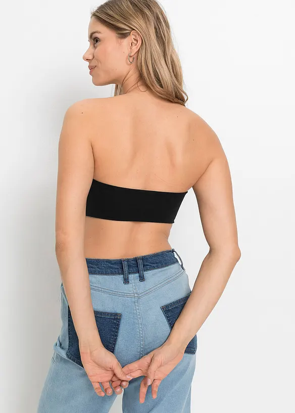 Bandeau-Top (2er-Pack) in schwarz von hinten (im Anschnitt) - bonprix Bandeau-Top (2er-Pack) in schwarz von hinten (im Anschnitt) - bonprix