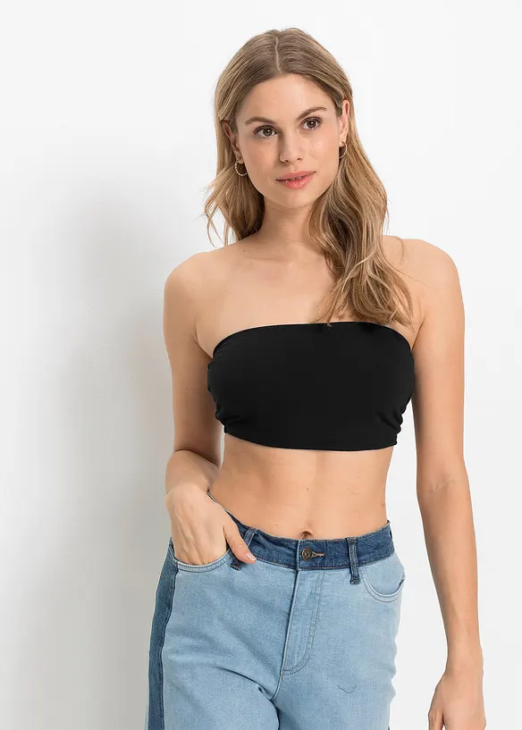 Bandeau-Top (2er-Pack) in schwarz von vorne (im Anschnitt) - bonprix Bandeau-Top (2er-Pack) in schwarz von vorne (im Anschnitt) - bonprix