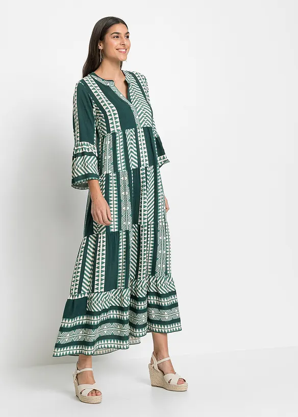 Maxikleid aus fließender Viskose in petrol von vorne (Totalaufnahme) - bonprix Maxikleid aus fließender Viskose in petrol von vorne (Totalaufnahme) - bonprix