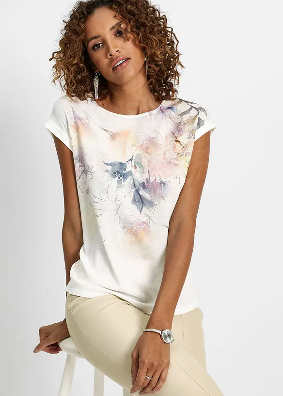 Shirtbluse in weiß von vorne (im Anschnitt) - bonprix