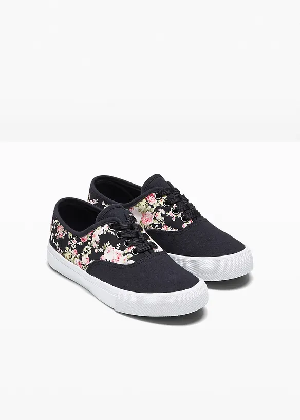Sneaker aus Baumwoll-Canvas in schwarz - bonprix