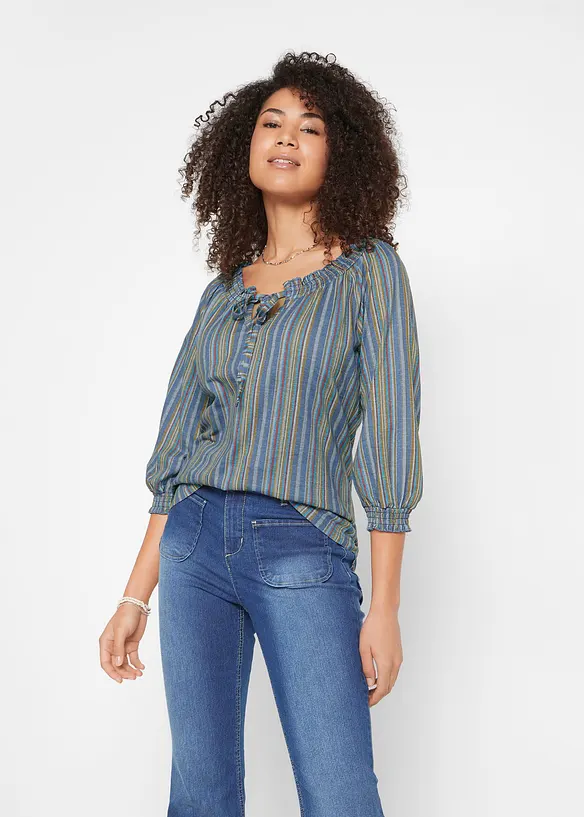 Jersey-Tunika in blau von vorne (im Anschnitt) - bonprix