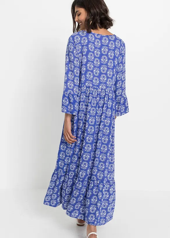 Kaftan-Kleid in blau von hinten (Totalaufnahme) - bonprix