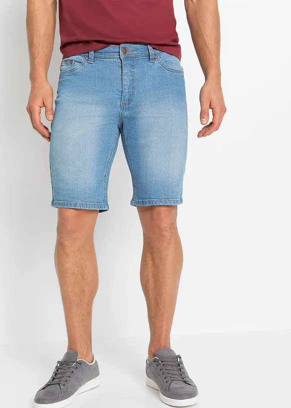 Stretch-Jeans-Bermuda in Regular-Fit (2er Pack) in blau von vorne - bonprix