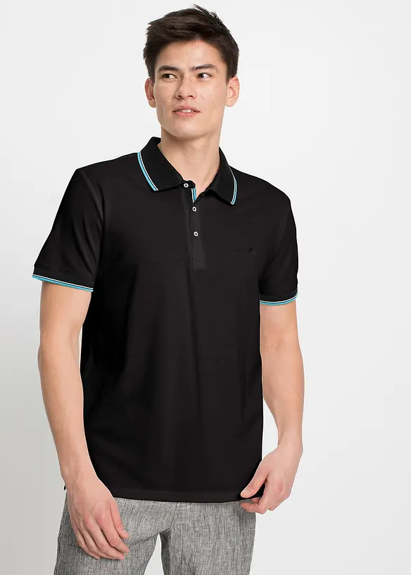 Poloshirt (3er Pack) in blau von vorne (im Anschnitt) - bonprix