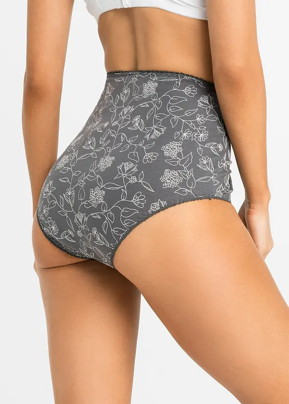 Highwaist Slip  mit komfortabler Baumwolle (4er Pack) in grau von hinten - bonprix