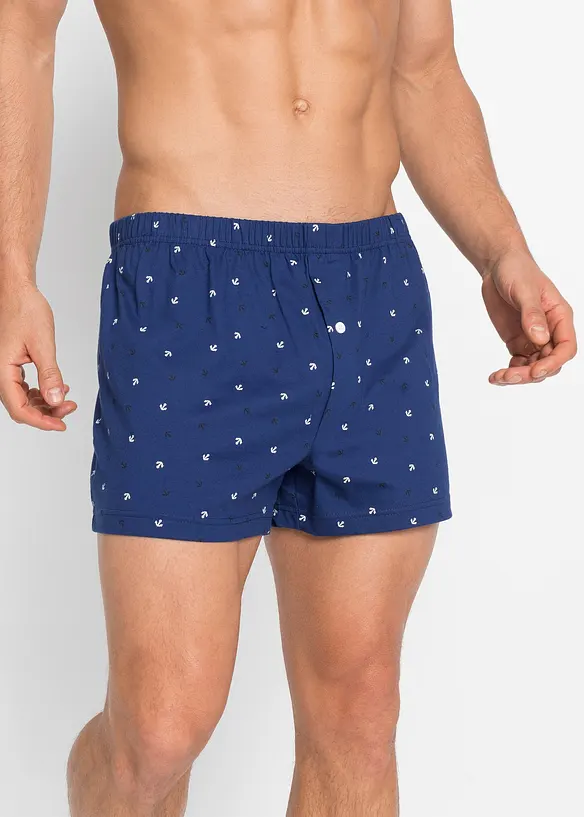 Lockere Jersey Boxershorts mit Bio-Baumwolle (3er Pack) in blau von vorne - bonprix